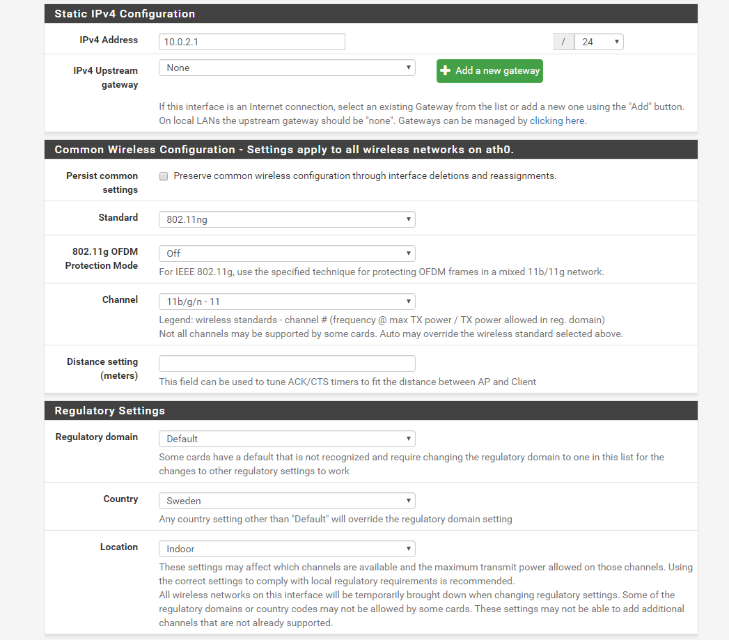 pfsense wireless access point